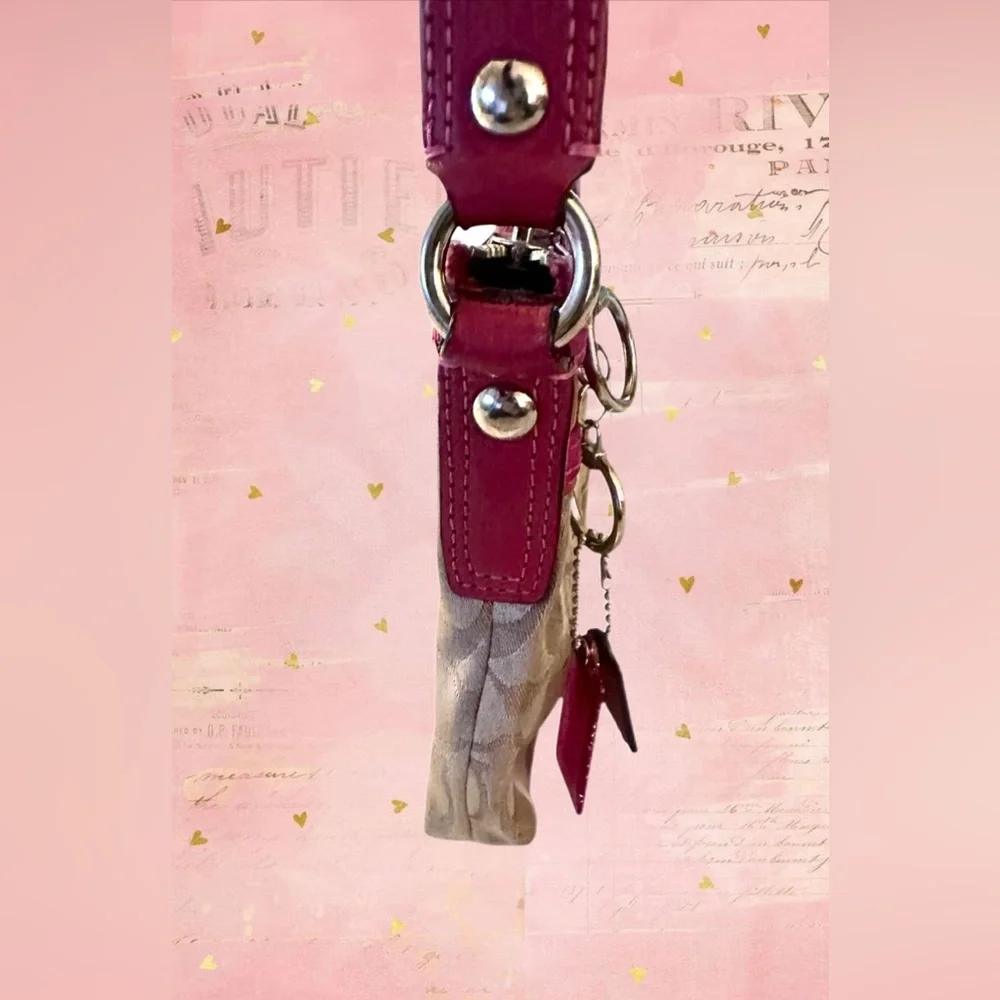 Coach Poppy Signature C Crossbody in Tan with Fuchsia- RARE Y2K Vintage